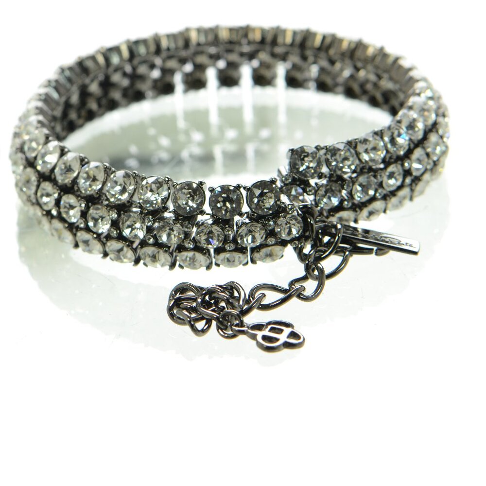 Oscar de la Renta Gunmetal Triple Strand Crystal Coil Choker Necklace - Picture 4 of 8